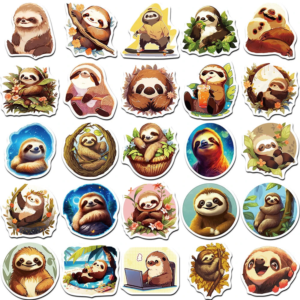 Funny Sloth Anime Stickers