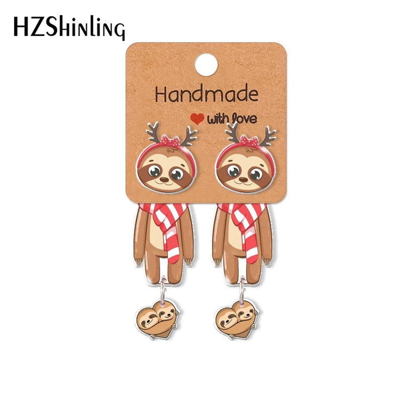 Christmas Sloth Stud Earring