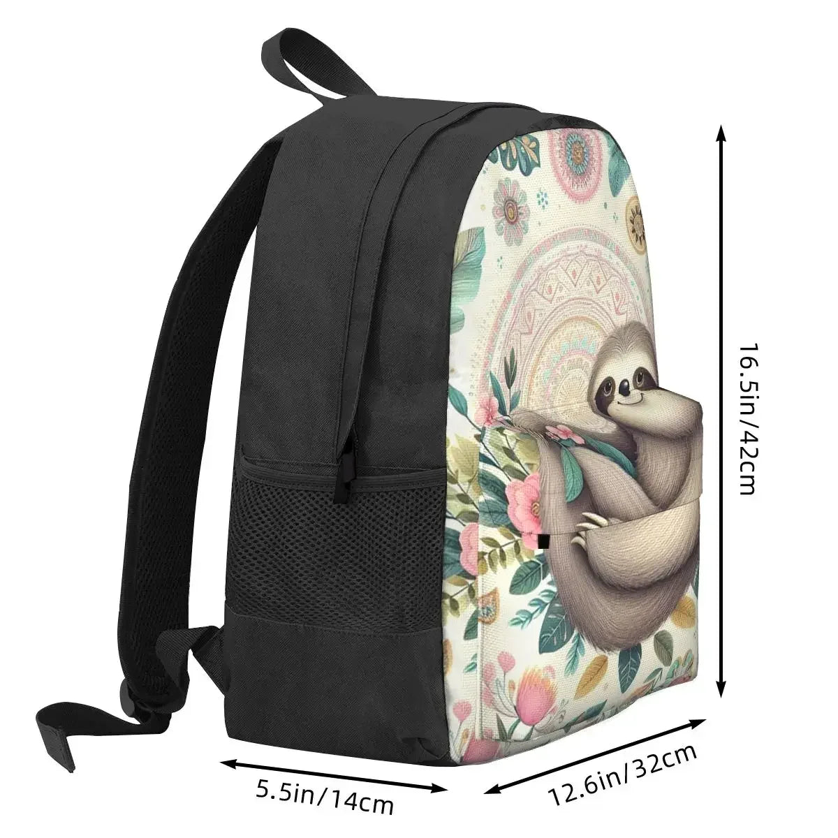 Happy Boho Sloth Floral Backpack
