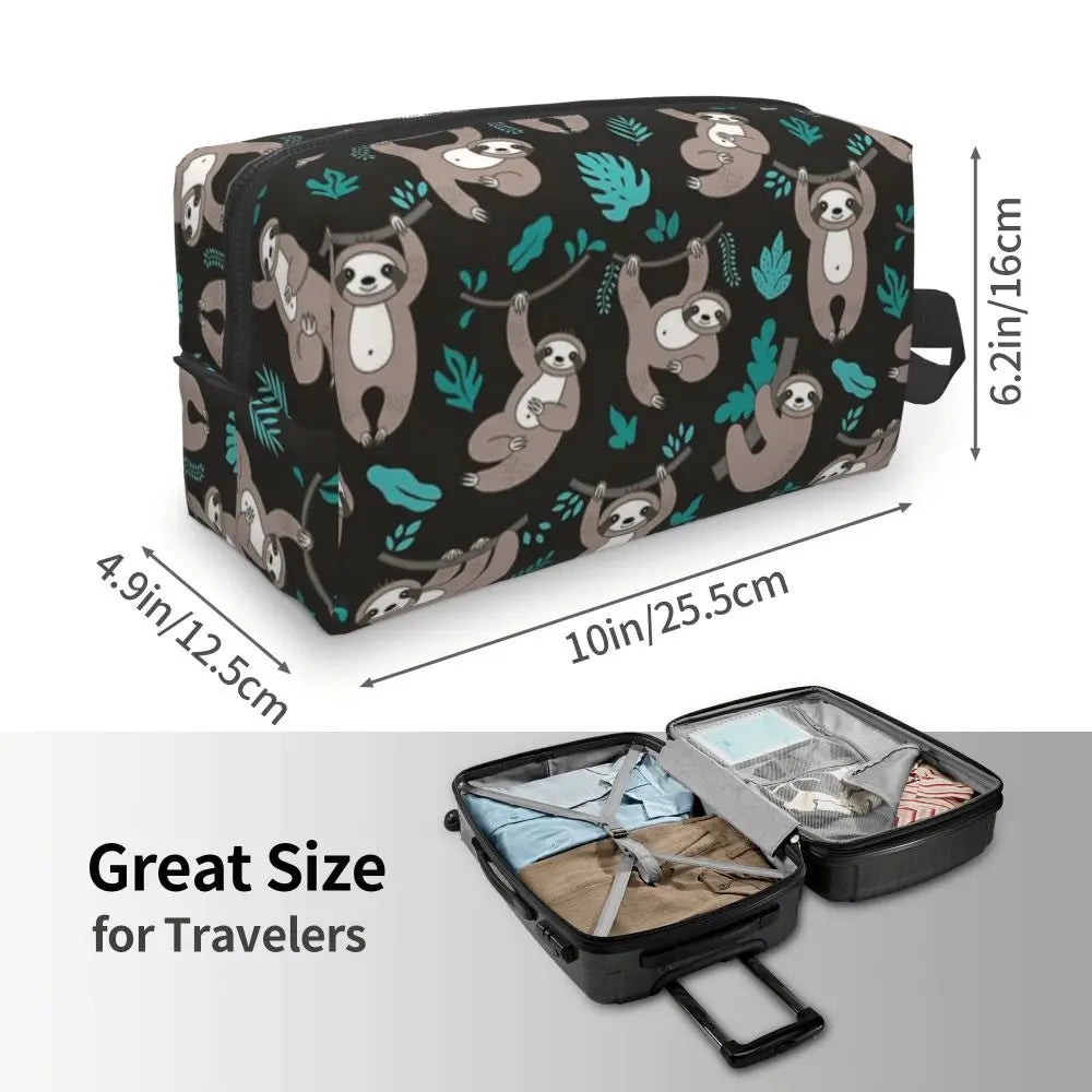 Sloth With Green Leaves Cosmetic Bag
