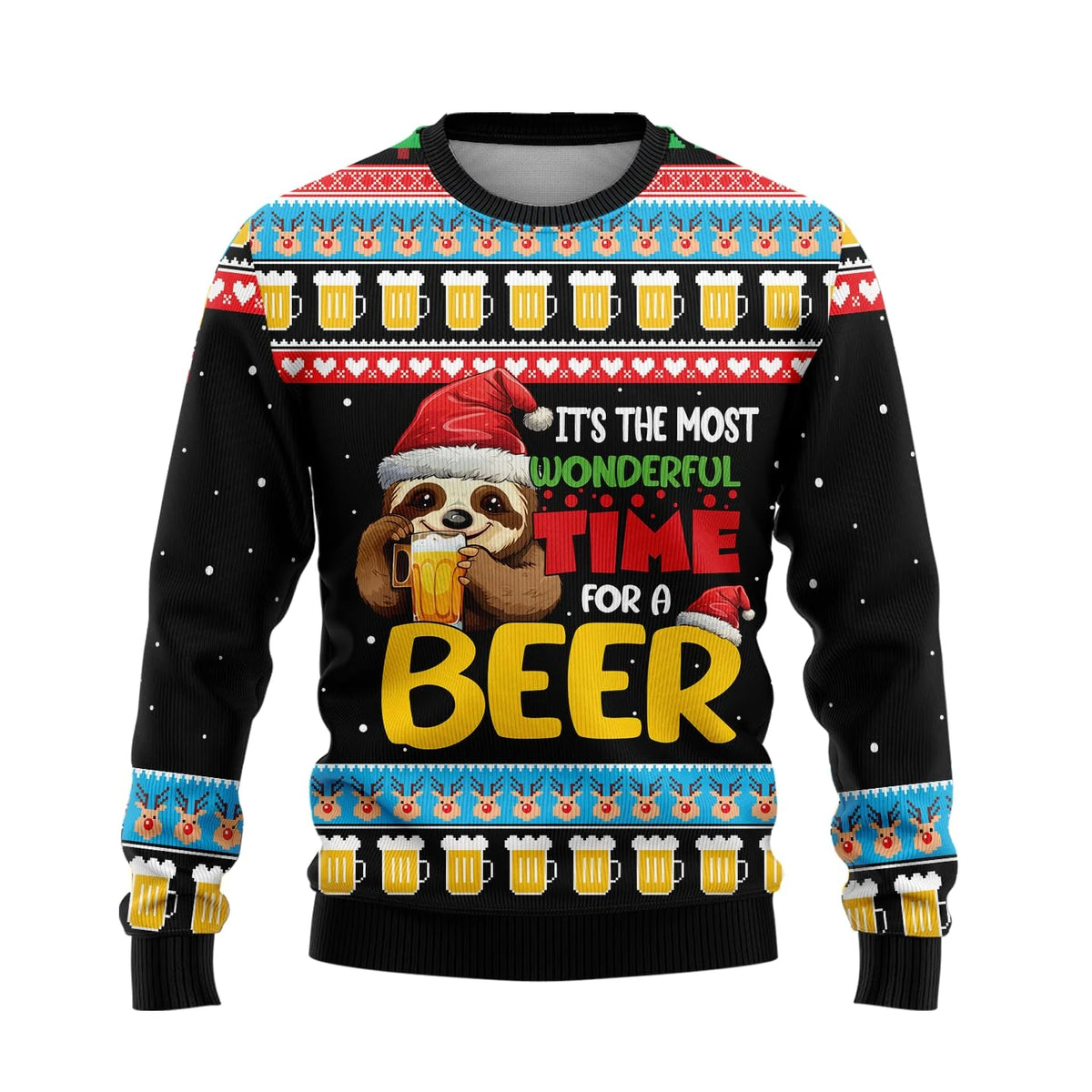 It's The Most Wonderful Time For A Beer Sloth Christmas Sweater