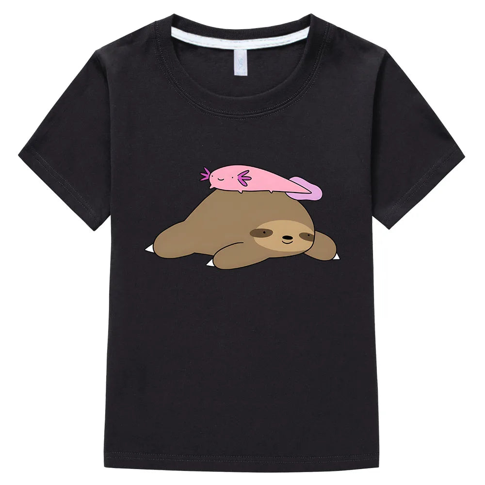 Sloth & Pink Axolotl T-Shirt