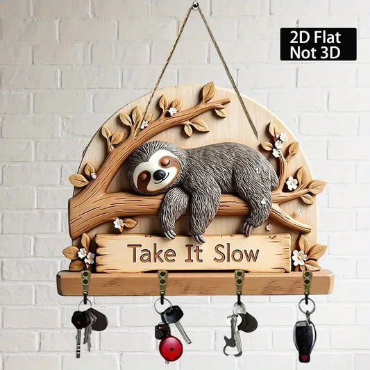 Take It Slow Sloth Keychain Holder