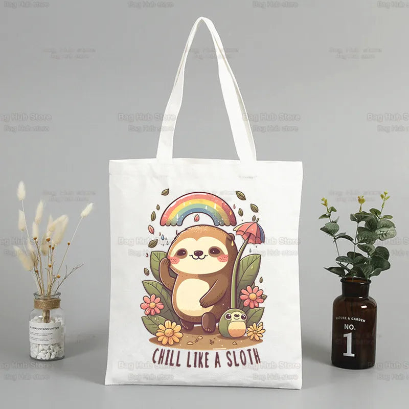 Chill Like A Sloth Canvas Tote Bag