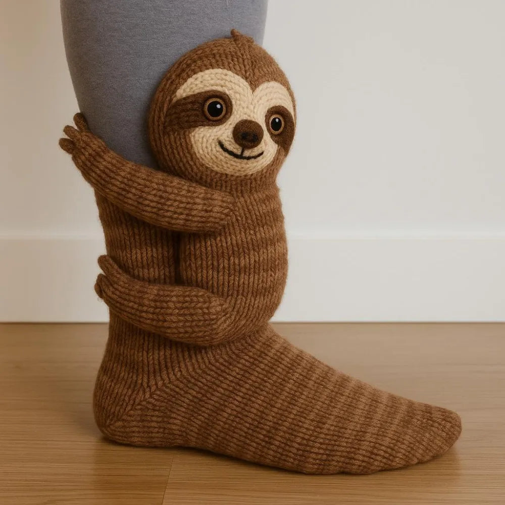 3D Knitted Sloth Socks