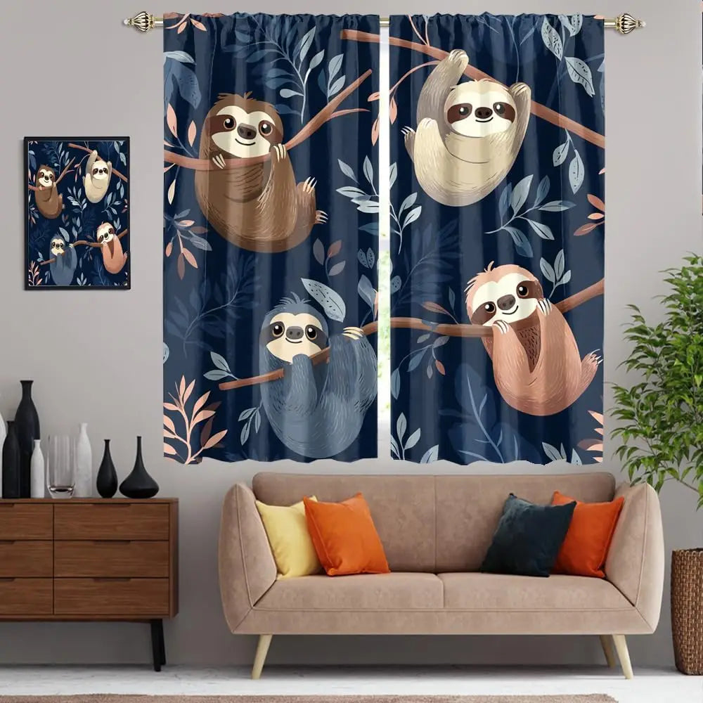 Hanging Sloth Blackout Curtains