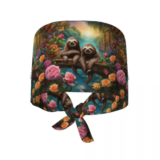 Jungle Floral Sloth Scrub Hat product photo 1