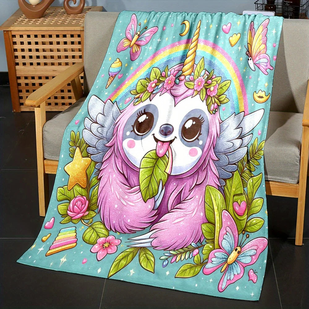 Sloth Unicorn Rainbow Blanket