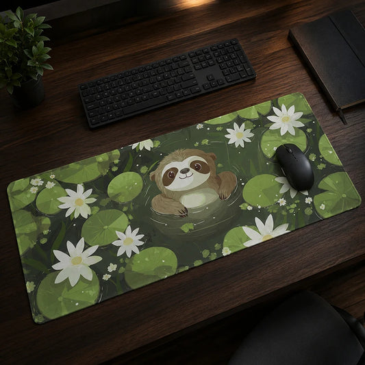 Water Lily Sloth Large Desk Mat