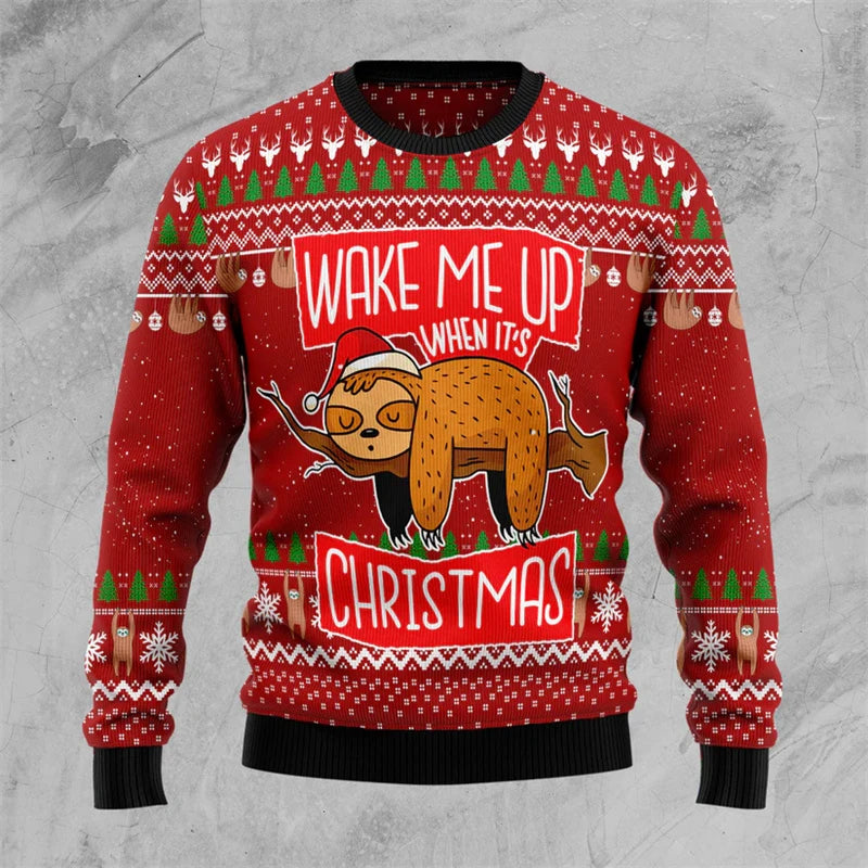 Wake Me Up When It's Christmas Sloth Christmas Jumper