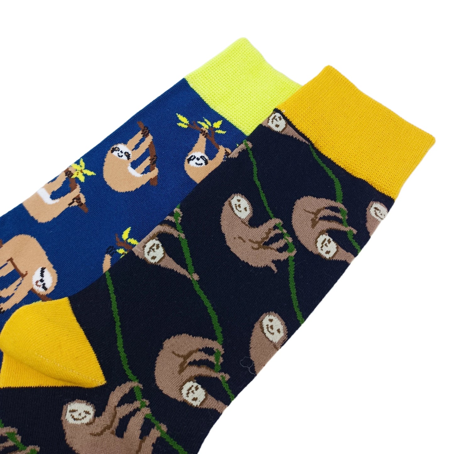 2 Pairs Of Sloth Mid-calf Socks