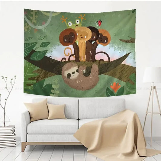 Sloth & Jungle Friends Wall Hanging Tapestry
