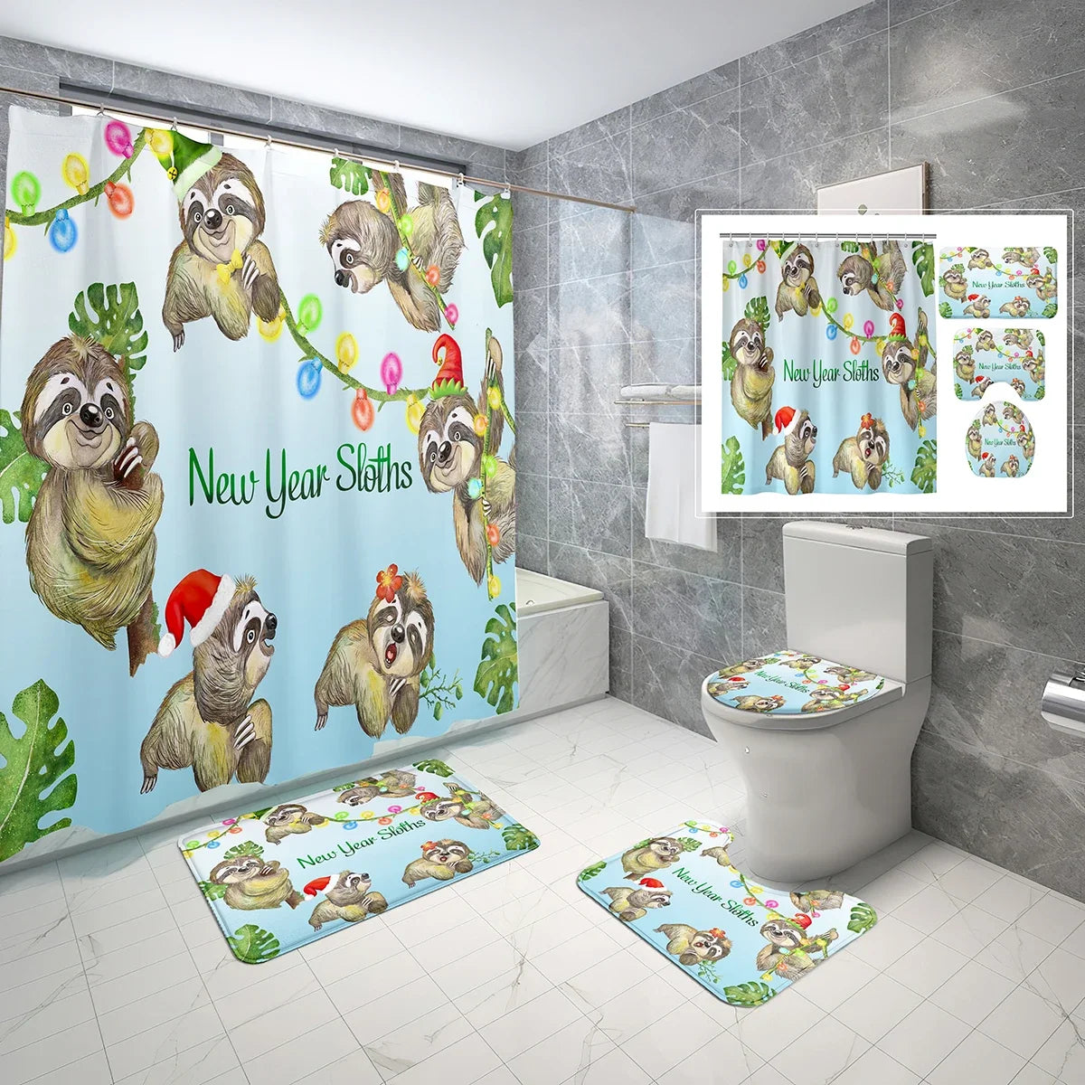 Various Cute Sloth Shower Curtain and Bathroom Sets