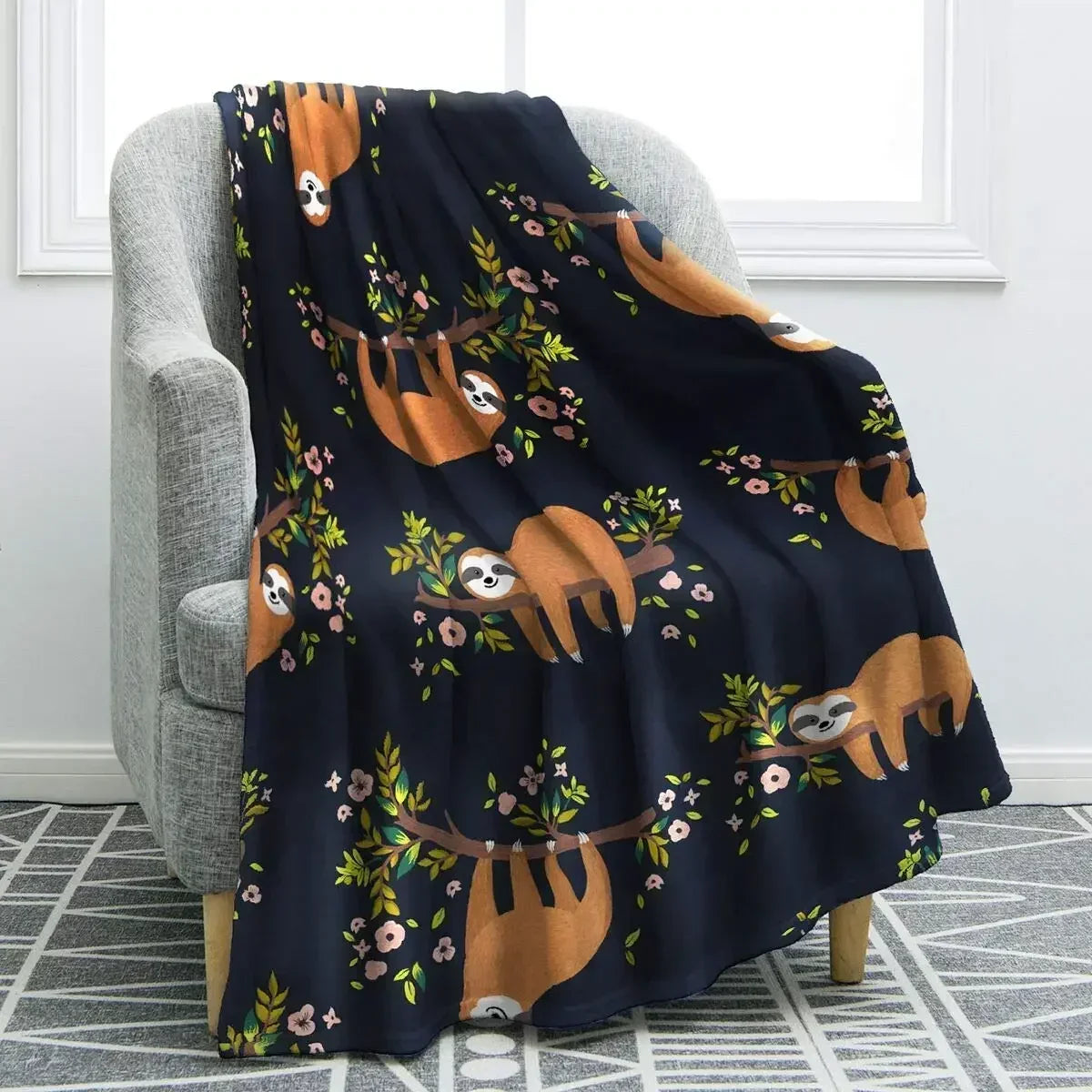 Sloth Theme Throw Blanket