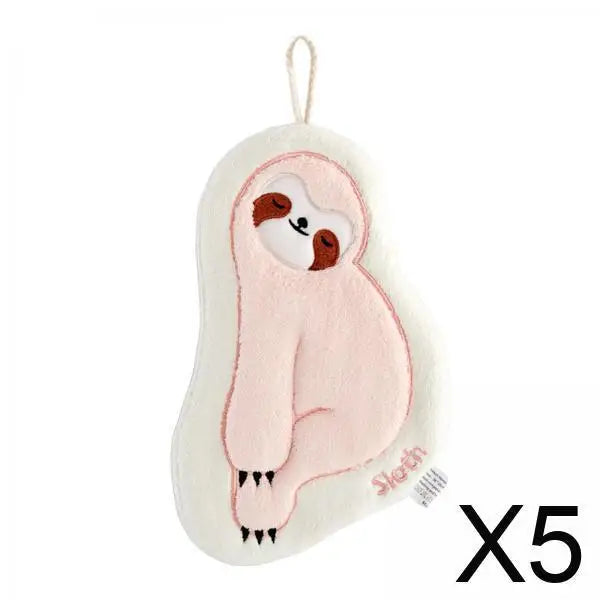 Set Of 5 Pink Sloth Towels