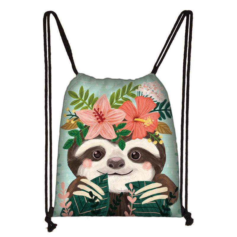 Hawaiian Sloth Drawstring Backpack