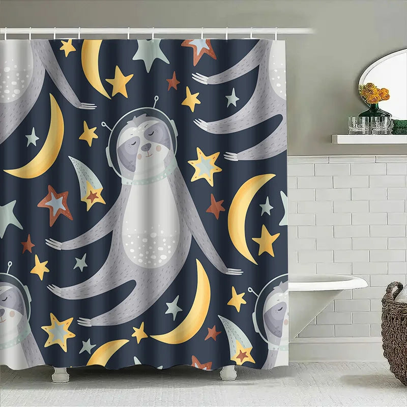Space Explorer Sloth Shower Curtain