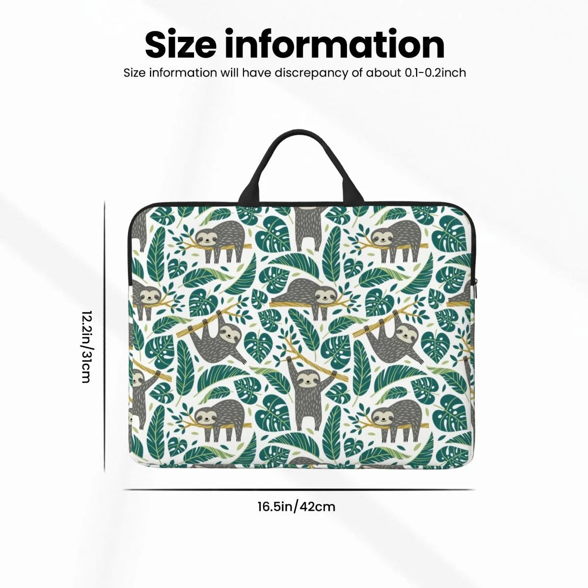 Sloth & Tropical Leaves Laptop Bag