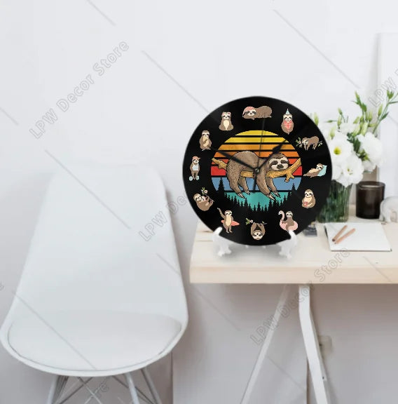 Sunset Lazy Sloth Wall Clock