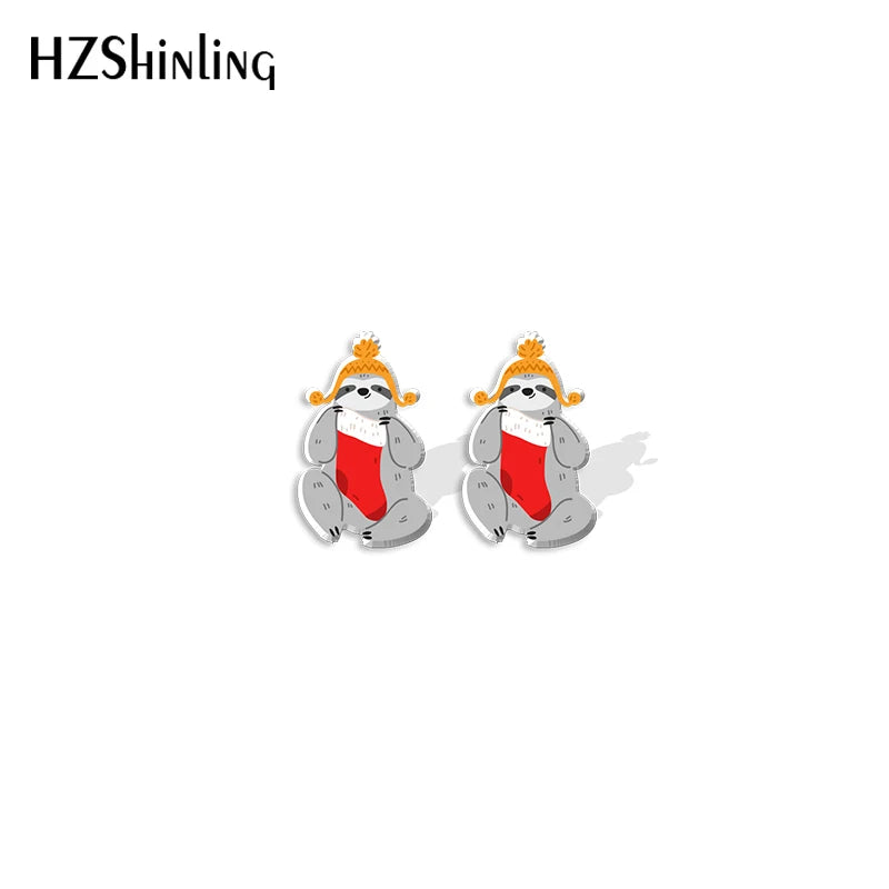 Christmas Sloths Stud Earrings