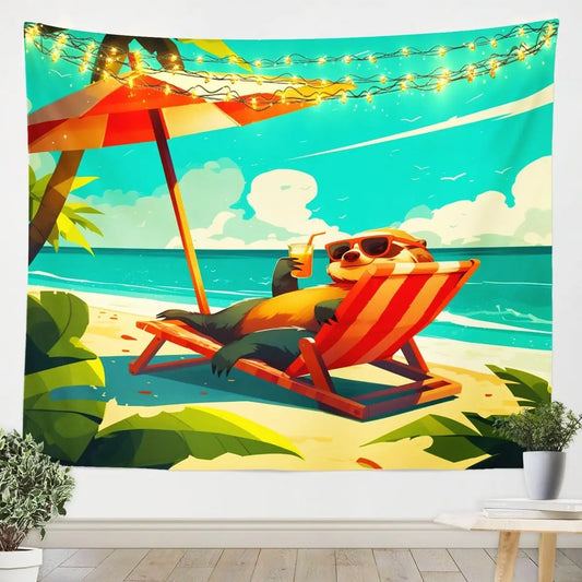 Sunbathing Sloth Wall Art Tapestry