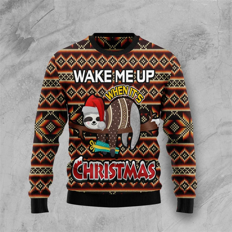 Wake Me Up When It's Christmas Sloth Christmas Jumper
