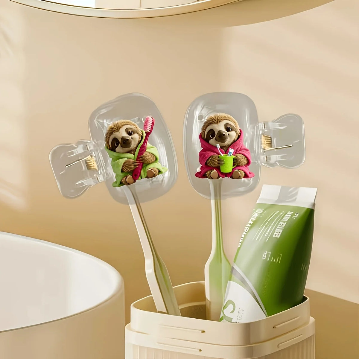 2 Piece Sloth Portable Toothbrush Head Covers