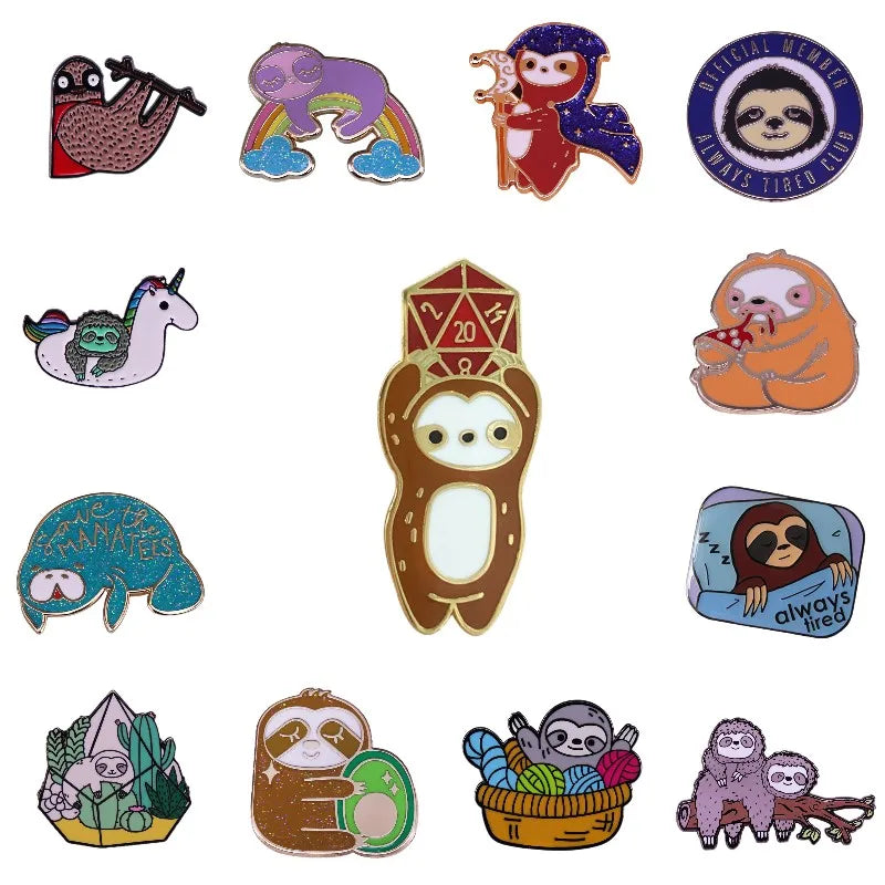 Sloth Enamel Pin Badges
