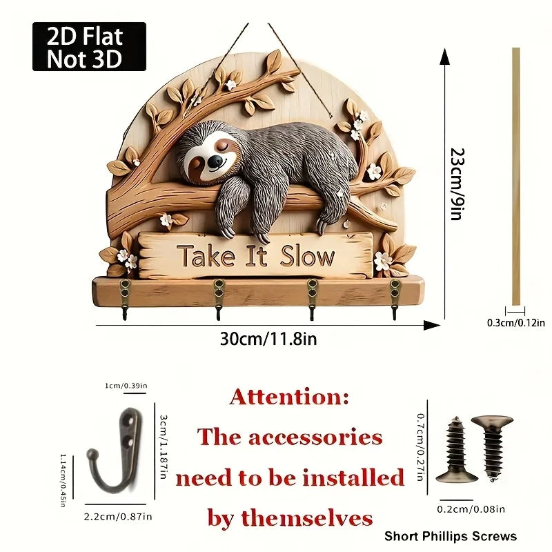 Take It Slow Sloth Keychain Holder
