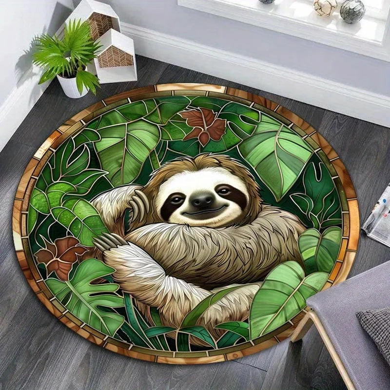 Sloth Nature Theme Round Rug product photo 1