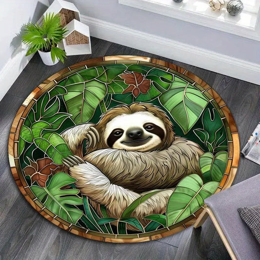 Sloth Nature Theme Round Rug