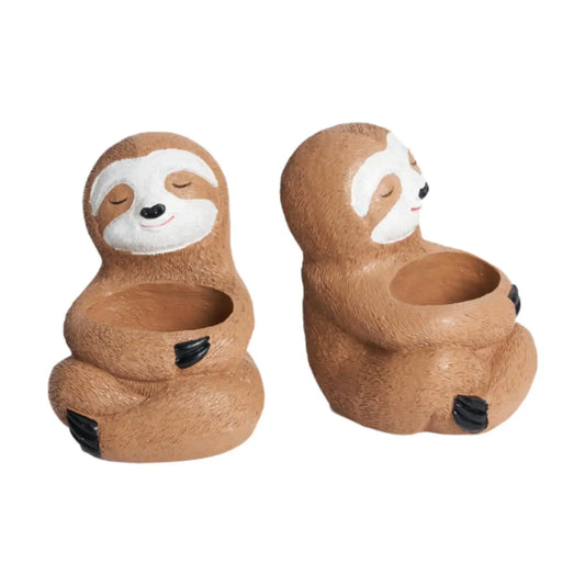 2Pcs Flowerpots Gift Containers Sloth Plant Pots Animal Planters with Drainage Hole for Windowsill Bedroom Balcony Shelf Office