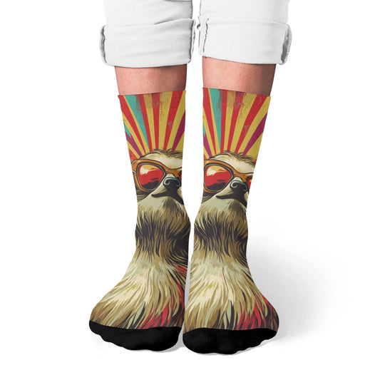 Vintage Hippie Sloth Crew Socks