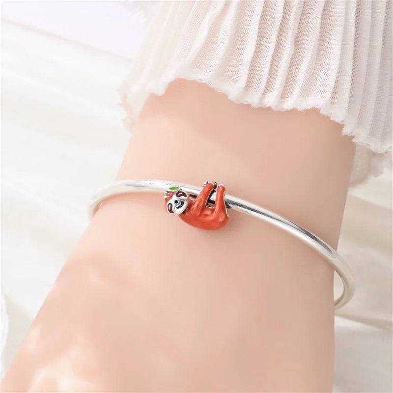 Sterling Silver Hanging Sloth Bead Charm