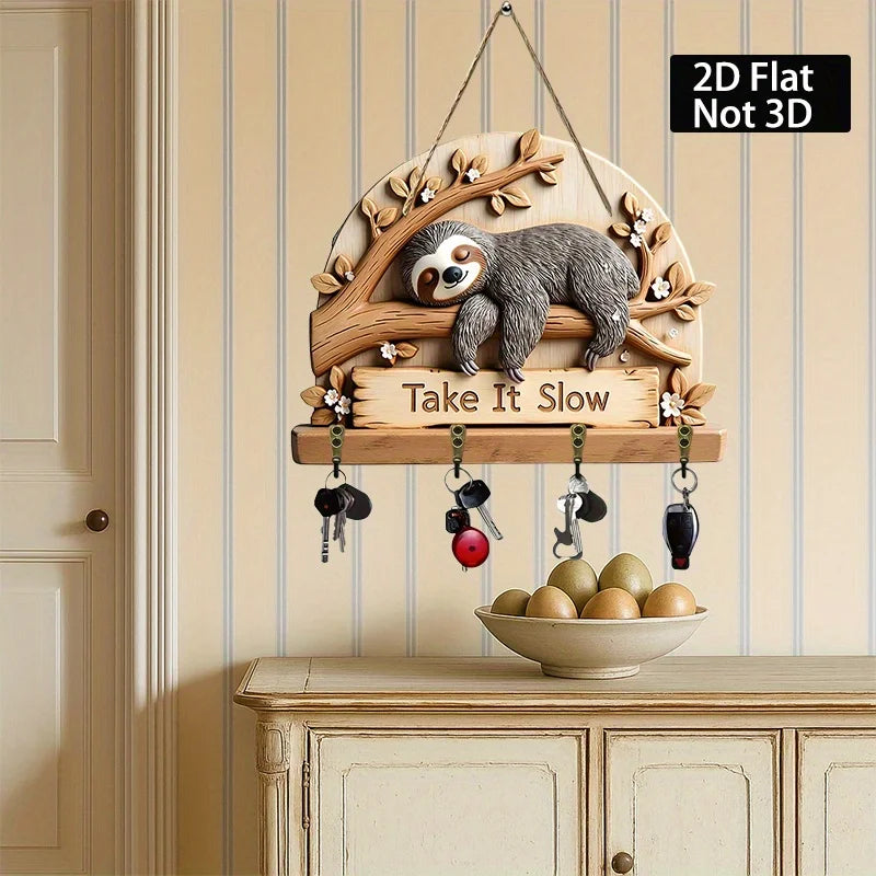 Take It Slow Sloth Keychain Holder