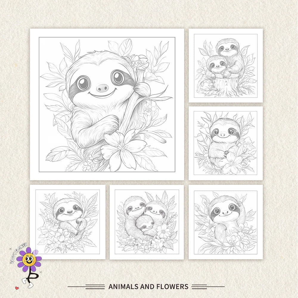 Sloth Colouring Book