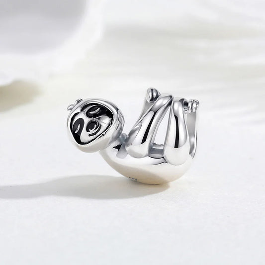 Sterling Silver Cute Sloth Hugging Bead Charm