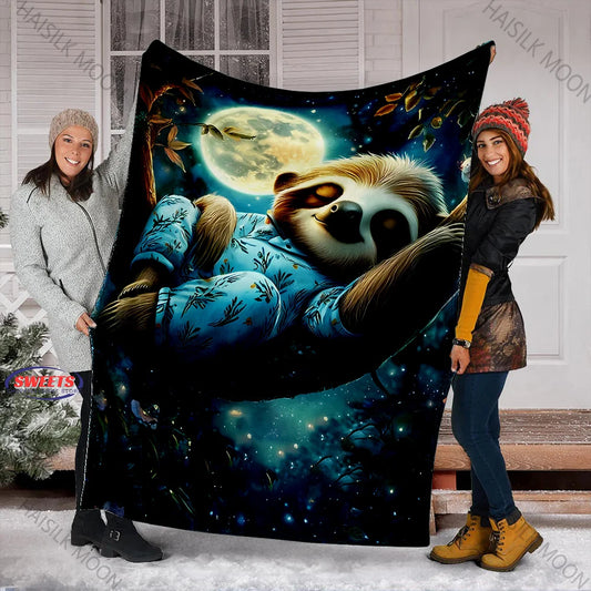 Sloth Sleeping Under The Moon Blanket product photo
