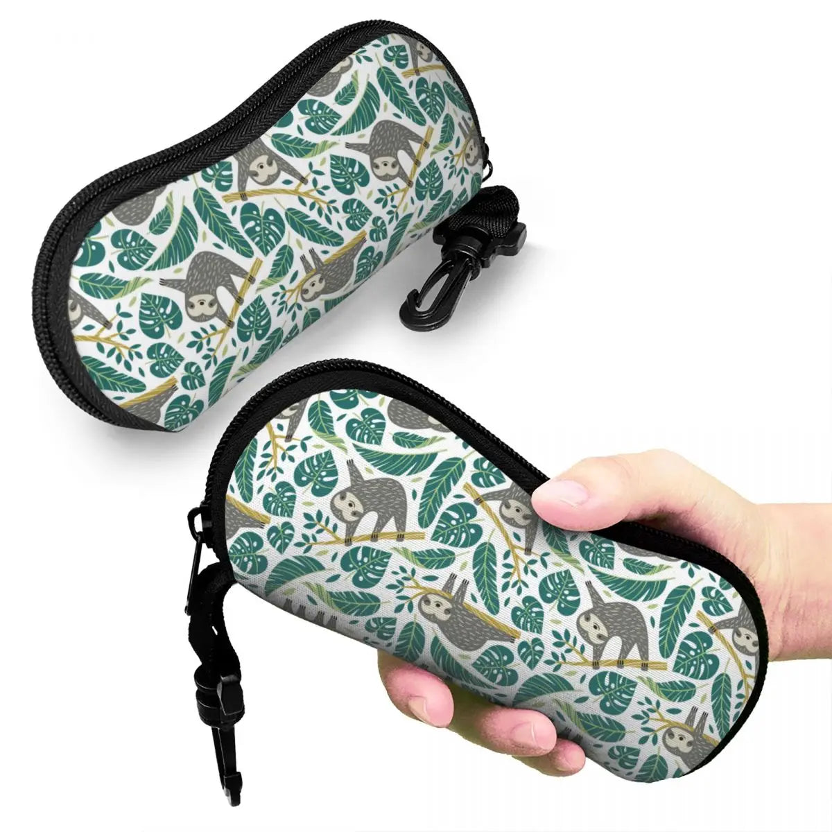 Cute Sloths Tropical Palm Leaves Glasses Case