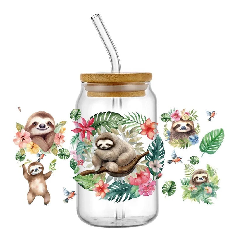 Decals Cute Sloth Waterproof Transfer Stickers for Mugs, Water, Bottle