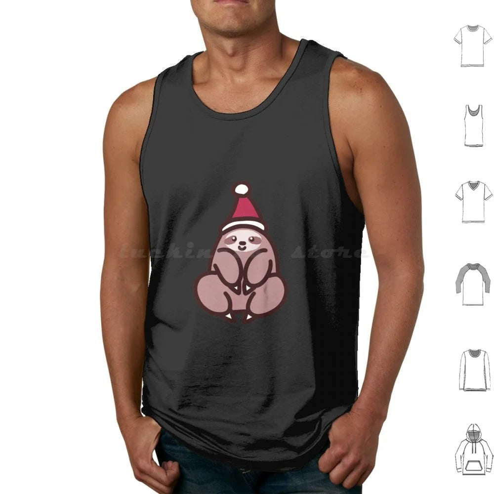 Sloth Wearing Santa Hat Tank Top