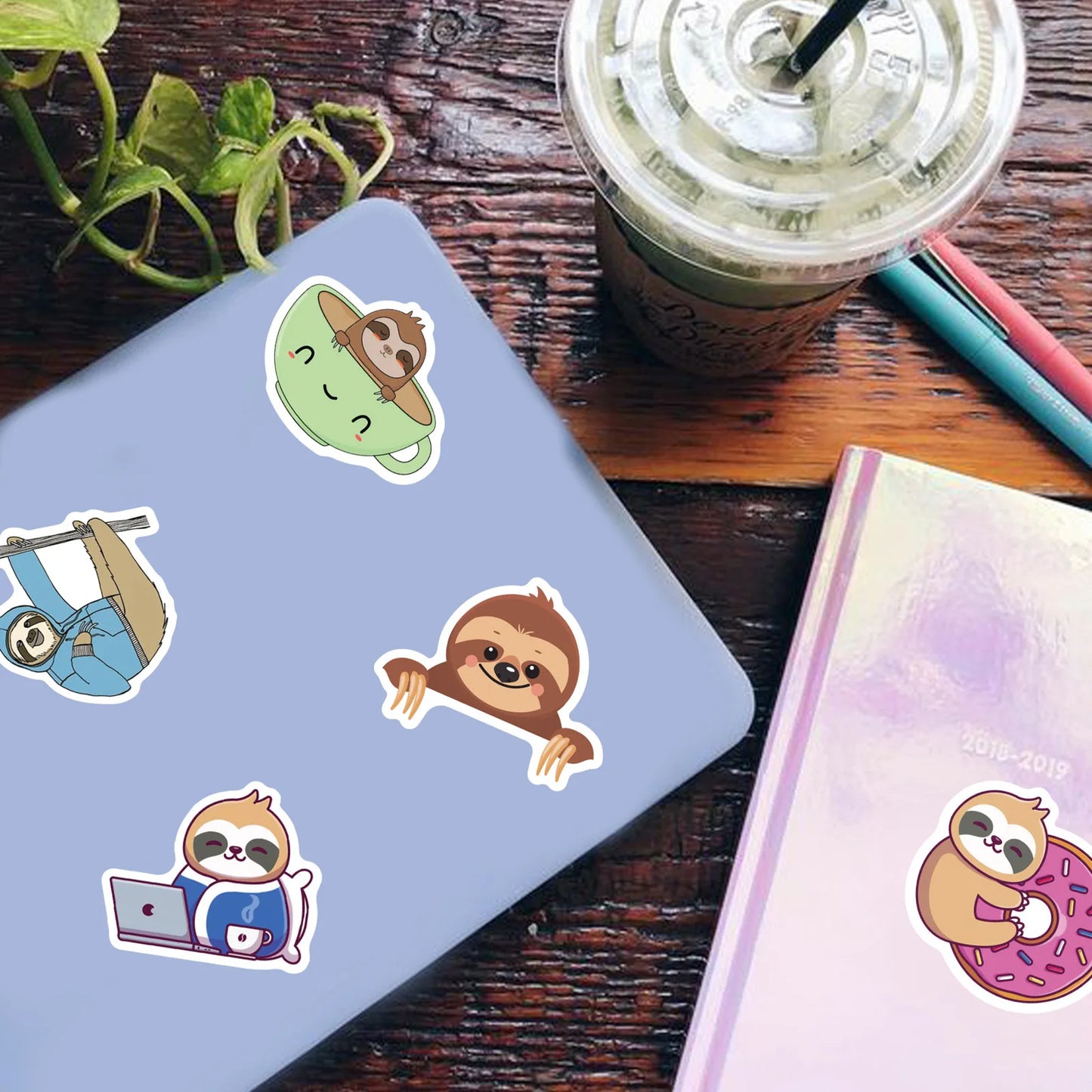 50 piece Cute Sloth Stickers Pack