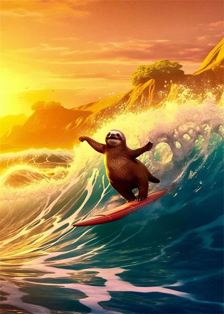 Surfing Sloth Posters