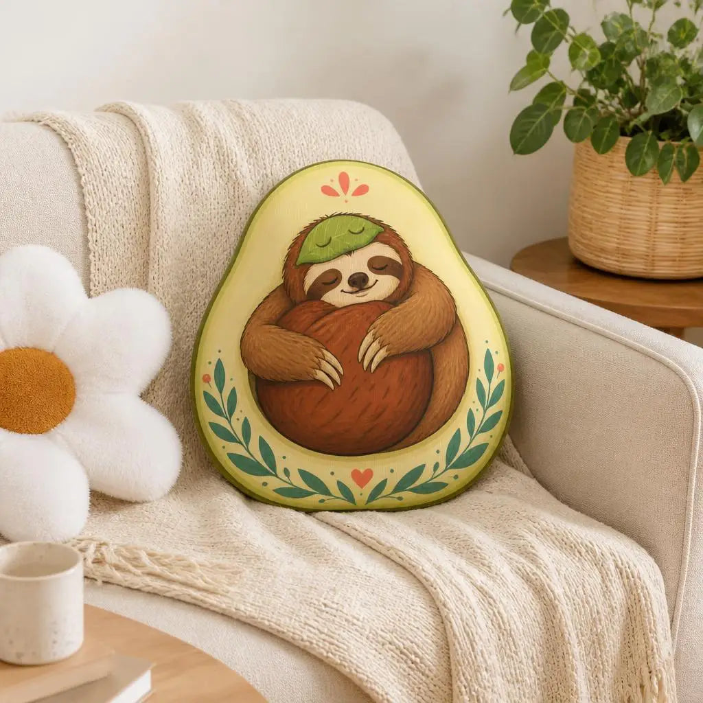 Sloth Avocado Plush Pillow
