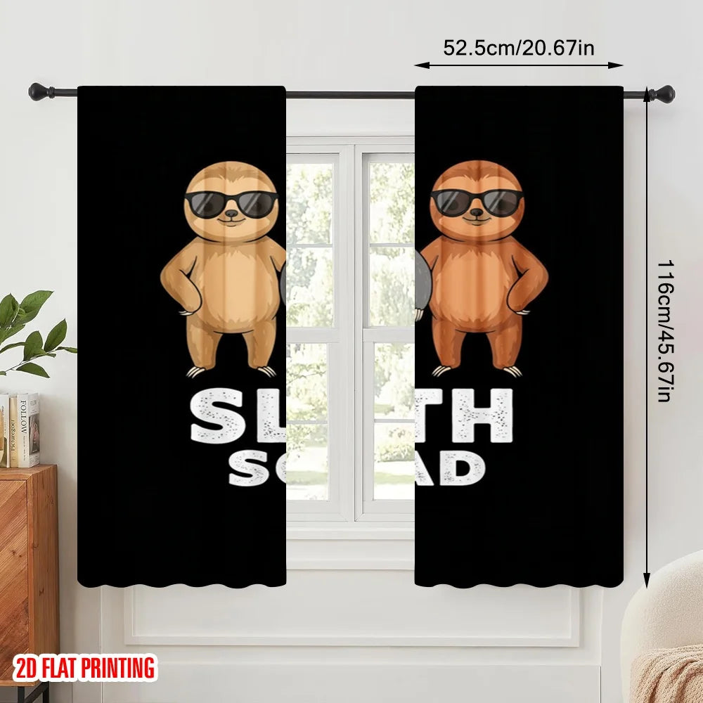 2pcs 2D flat printing Curtains
