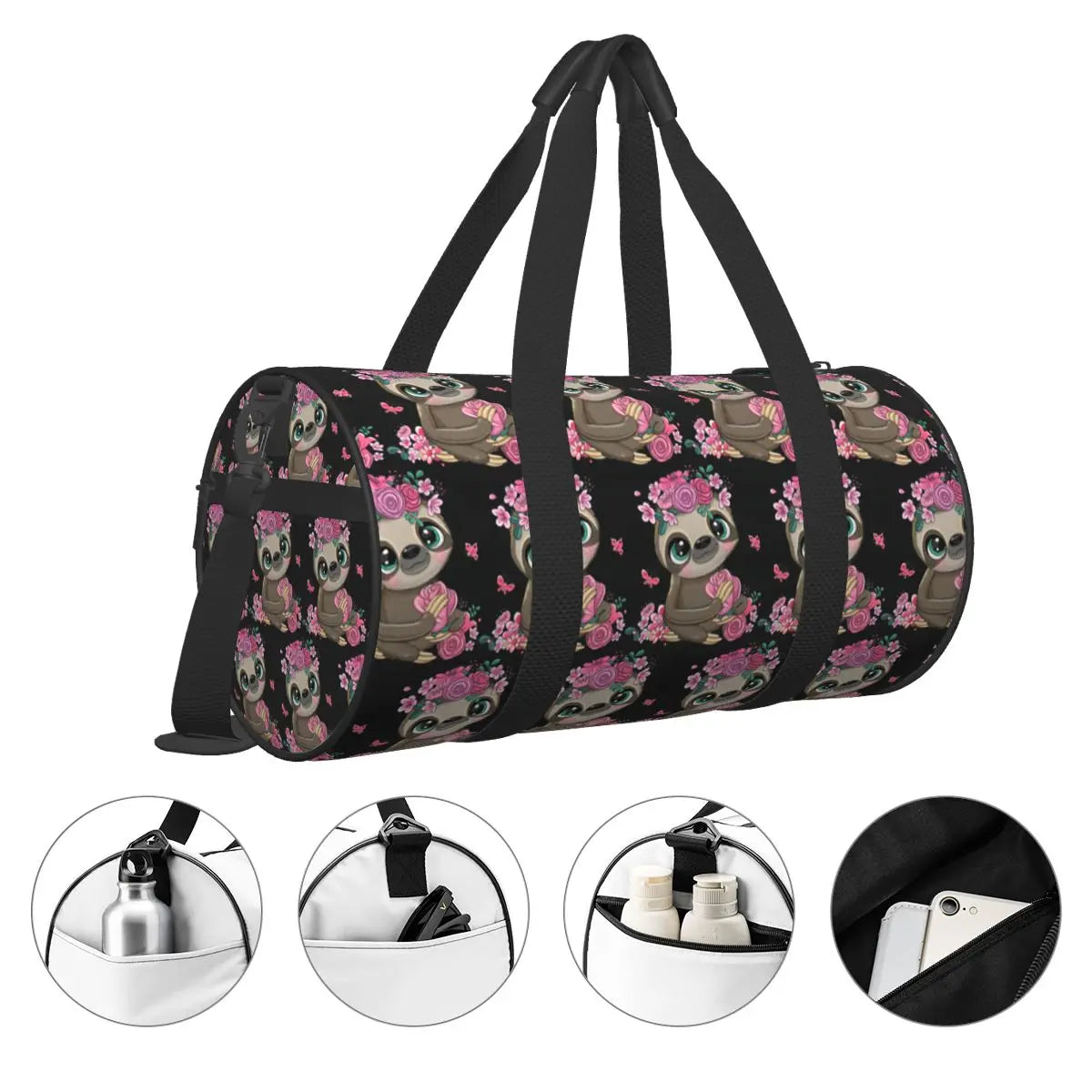 Sloth With Flowers Gym Bag
