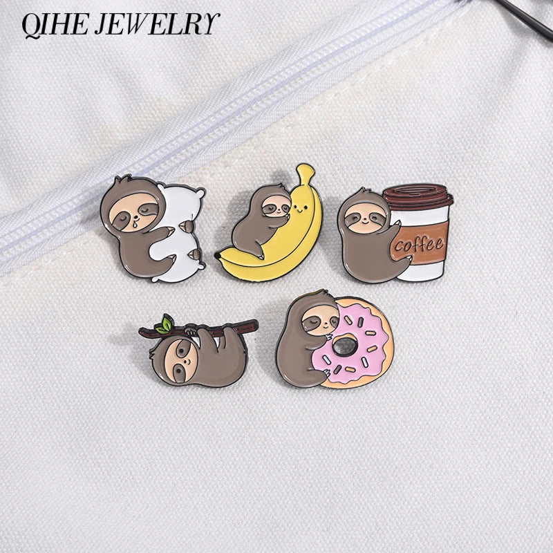 Cute Sloth Enamel Pins Badges