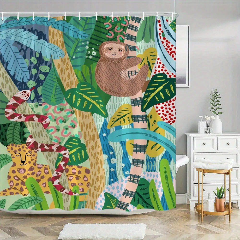 Tropical Jungle Sloth Shower Curtain