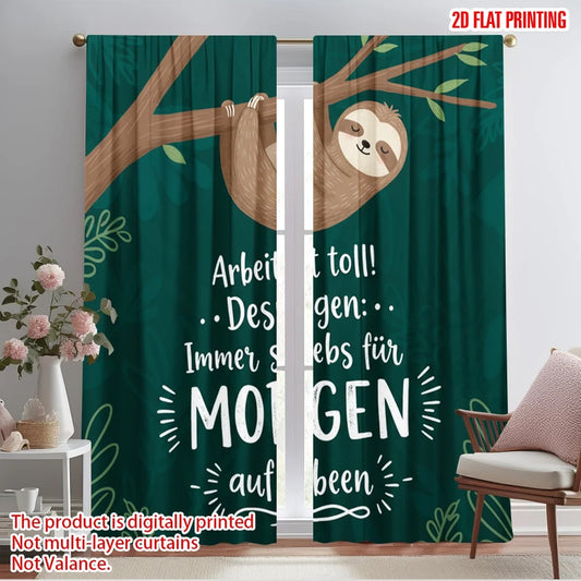 2pcs 2D flat printing Scene Curtains
