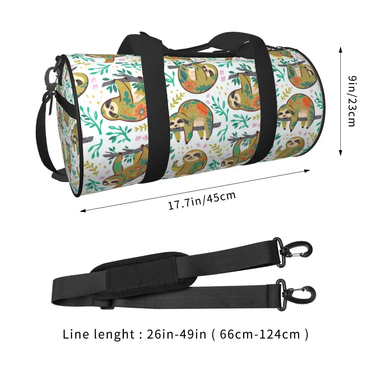 Gold Sloth Floral Gym / Travel Bag